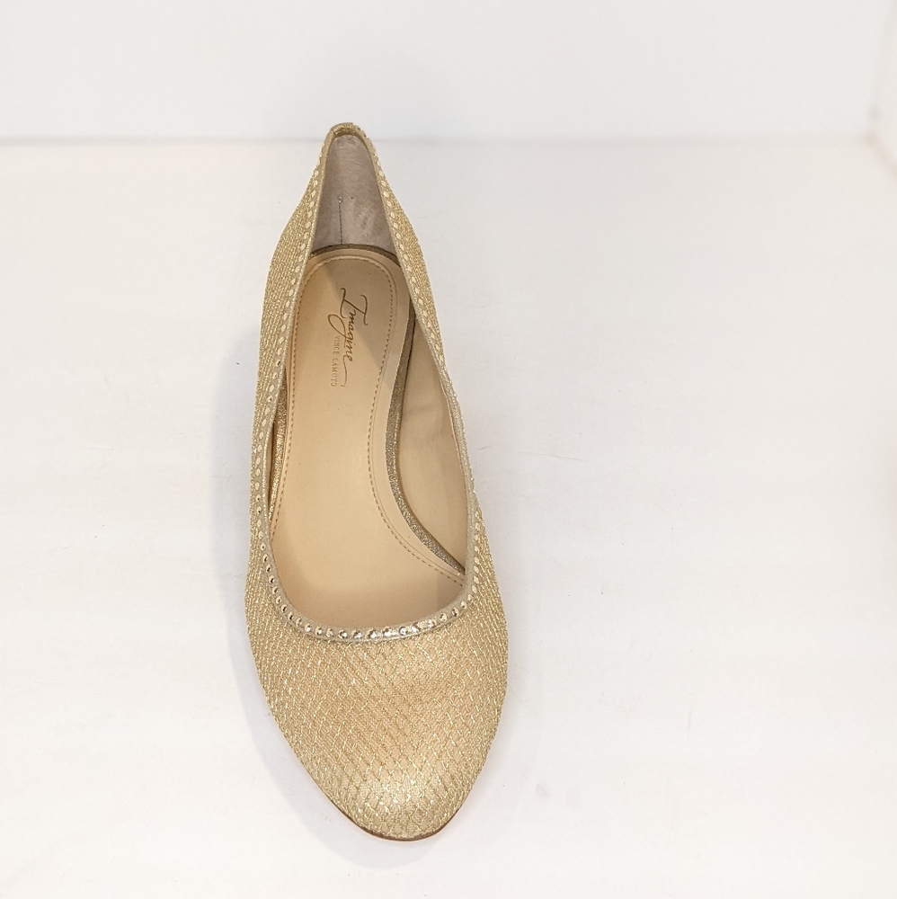 Gold Low Block Heel Pumps for Women - Picture 8 of 16